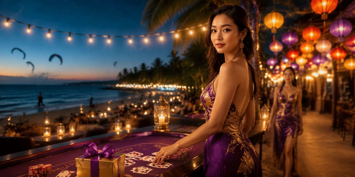 Người chơi thưởng thức bài Mậu Binh và baccarat tại khu chợ đêm Mũi Né