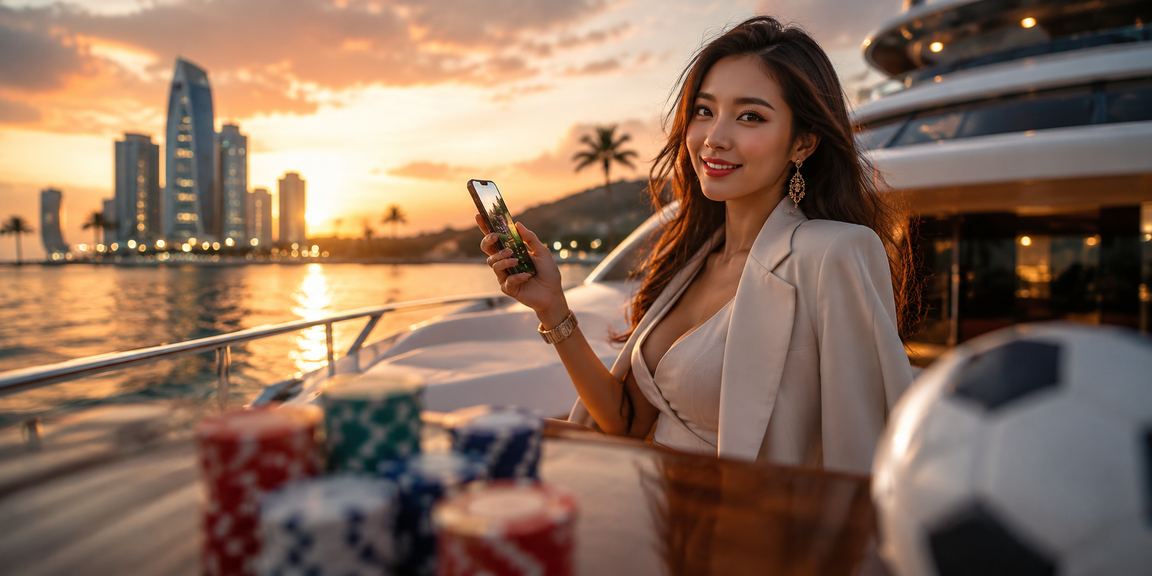Người dùng Phú Quốc chơi casino và theo dõi thể thao trên bãi biển